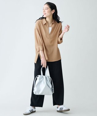 ANY L ヴィンテージメッシュスキッパーブラウス キャメル