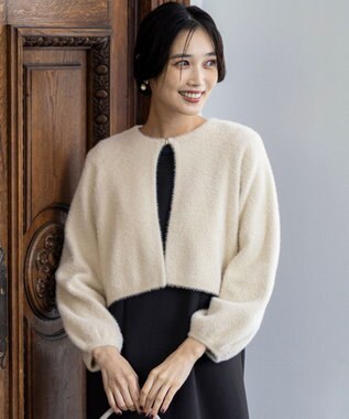 ANY SIS 【洗える】フェザーボレロ カーディガン アイボリー