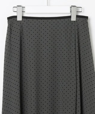 J.PRESS LADIES 【洗える】ドットフロッキープリント フレア スカート スレートベース系