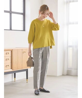 AMERICAN HOLIC ５分袖タックスリーブニットプルオーバー Mustard