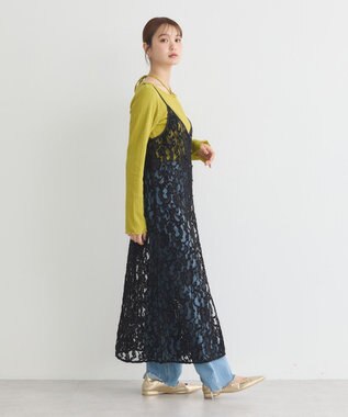 earth music&ecology 起毛レースレイヤードキャミワンピース Black