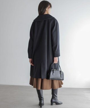組曲 ウールモッサステンカラー コート ブラック系