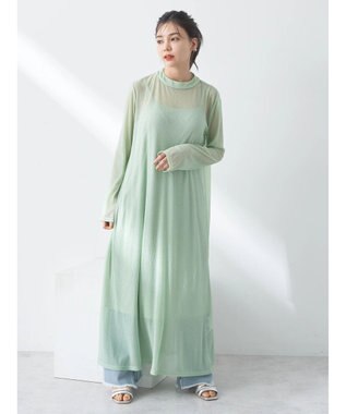 earth music&ecology ＳＥＴ２点シアーワンピース＋ペチワンピース Mint