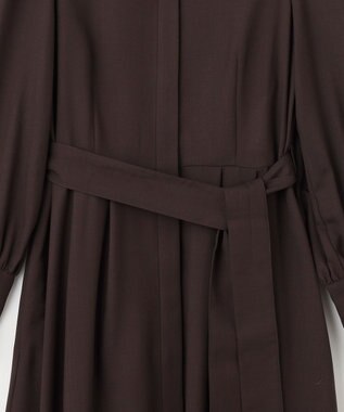 自由区 【洗える】ボリュームスリーブシャツ ドレス ダークブラウン系