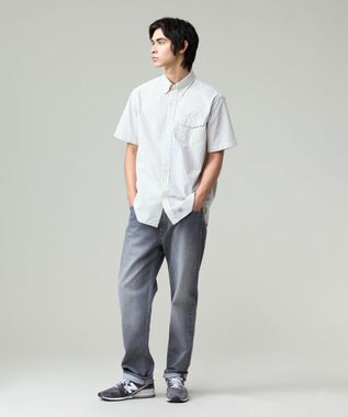 J.PRESS MEN 風が通るシアサッカーの清涼感【吸水速乾 / 高通気性】【クールマックス】サッカーストライプ シャツ / B.D. イエロー系1