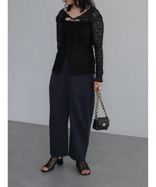 Green Parks カットワークデザインレーストップス Black