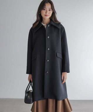 組曲 ウールモッサステンカラー コート ブラック系