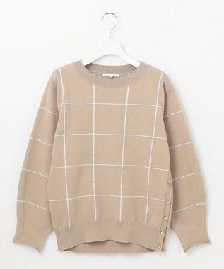 自由区 【WEB限定カラーあり・洗える】コットンナイロンミドルゲージ ニット [WEB限定]ベージュ×サックス