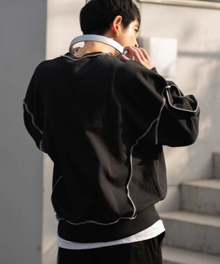 WEGO 【ユニセックス着用ITEM】ショートカラーステッチサガラロゴプルオーバー ブラック