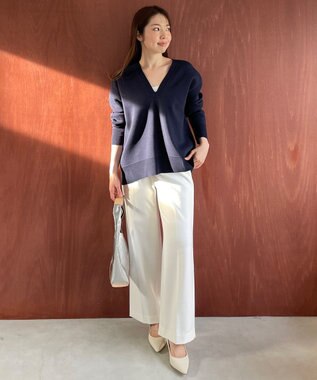 UNFILO スポンジニット ディープネック ネイビー