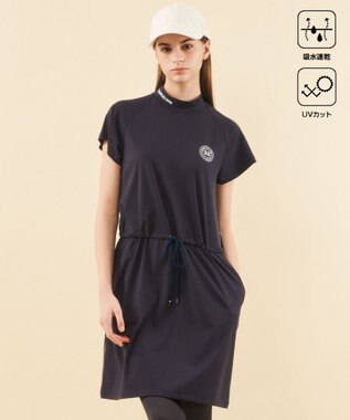 23区GOLF 【WOMEN】【吸水速乾/UVケア】モックネック ワンピース ネイビー系