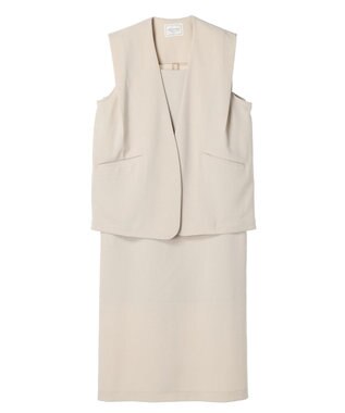 AMERICAN HOLIC ＳＥＴ　イージーケアジレベスト＋Ｉラインワンピース Light Beige