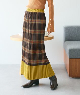 CRAFT STANDARD BOUTIQUE 配色チェックプリーツスカート Orange