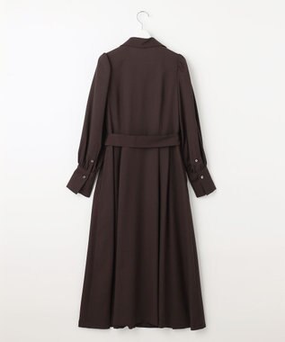 自由区 【洗える】ボリュームスリーブシャツ ドレス ダークブラウン系
