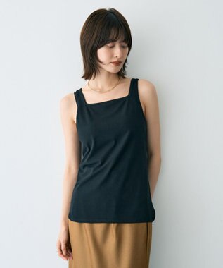 YECCA VECCA 2wayスクエアリブタンクトップ Black