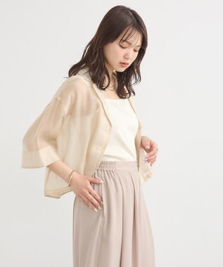 earth music&ecology シアーショートシャツ Light Beige