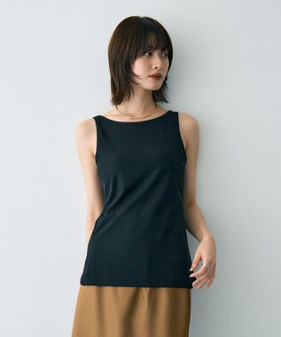 YECCA VECCA 2wayスクエアリブタンクトップ Black