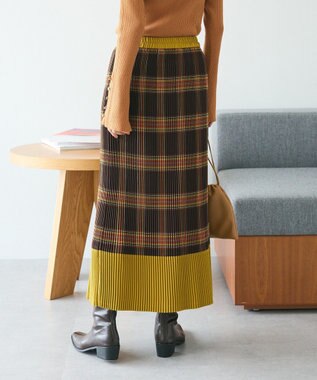 CRAFT STANDARD BOUTIQUE 配色チェックプリーツスカート Orange