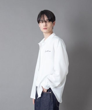 WEGO ワンポイントルーズシャツ（LS） ホワイト