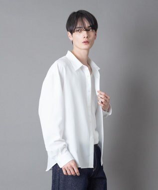 WEGO ワンポイントルーズシャツ（LS） ホワイト