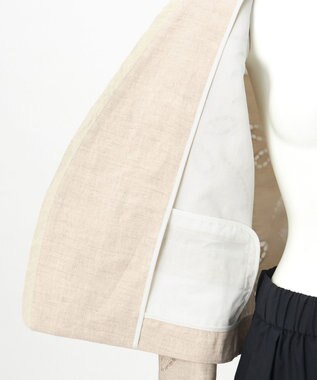 23区 【GOLD LABEL/見上愛さん着用】リネンエンブロイダリー ノーカラージャケット ベージュ系