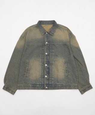 WEGO 【ユニセックス着用ITEM/MLサイズ展開】ヴィンテージライクBIGデニムジャケット デニム淡加工色