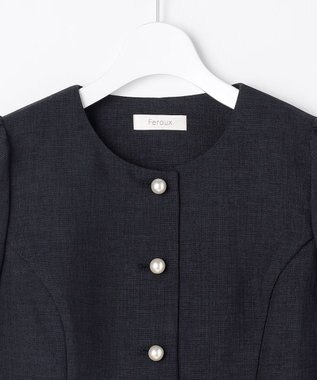Feroux 【先行予約】パール釦ペプラムジャケット×スカート セットアップ ネイビー系