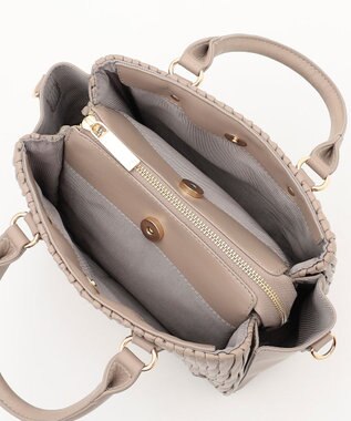 LA BAGAGERIE ランダムプリーツ2WAYハンドバッグ グレージュ