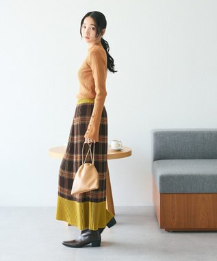 CRAFT STANDARD BOUTIQUE 配色チェックプリーツスカート Orange