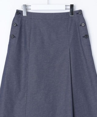 J.PRESS LADIES 【洗える】リネンツイル Aライン スカート ネイビーシャンブレー系