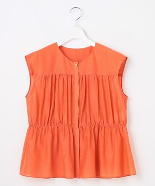 自由区 L シルクコットンローンフレンチスリーブ ブラウス マンダリン