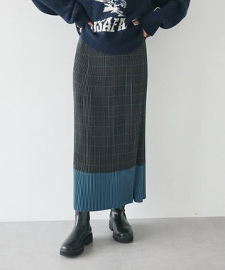 CRAFT STANDARD BOUTIQUE 配色チェックプリーツスカート Gray