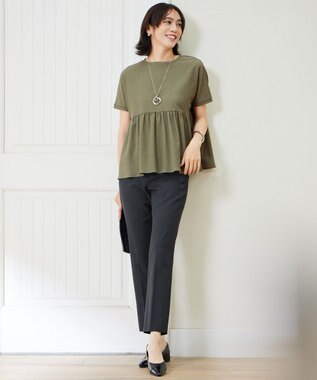 自由区 L 【接触冷感・UVカット・吸水速乾・洗える】シェルタリングテーパード パンツ ブラック