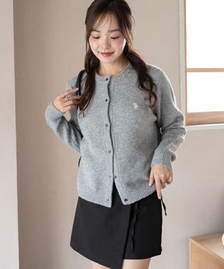 WEGO 【WEB限定/25年秋冬新作】別注USPOLO微起毛カーデ グレー