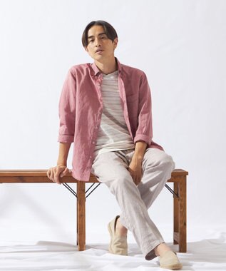 JOSEPH ABBOUD 【オーガニックコットン】リヨセルリネン シャツ ワイン系