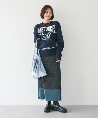 CRAFT STANDARD BOUTIQUE 配色チェックプリーツスカート Gray