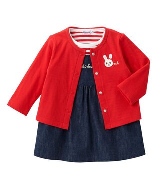 MIKI HOUSE HOT BISCUITS 【ミキハウス】 ジャンパースカートギフトセット【BOX付き】 赤