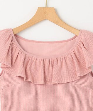 組曲 L 【組曲×setsuko sagittaire】カップ付きフリルTシャツ ピンク系