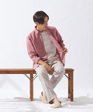 JOSEPH ABBOUD 【オーガニックコットン】リヨセルリネン シャツ ワイン系