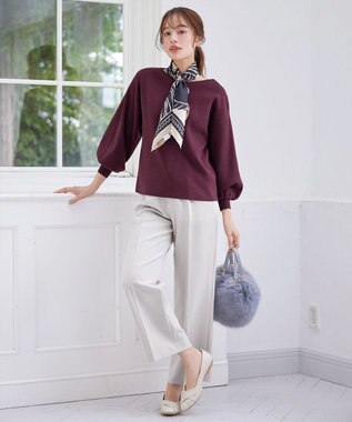 Tiaclasse 【安田美沙子さん着用・新色追加・洗える】ボリュームパフスリーブニット ボルドー