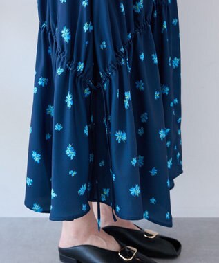CRAFT STANDARD BOUTIQUE ボタニカルプリントデザインスカート Navy