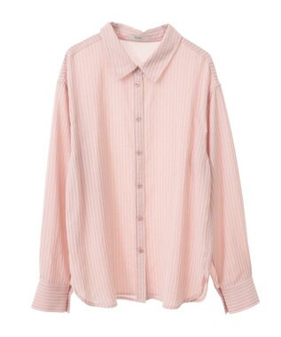 earth music&ecology ＳＥＴ２点起毛ストライプシャツ＋バルーンビスチェ Pink
