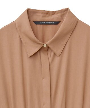 YECCA VECCA タックデザインシャツワンピース Camel
