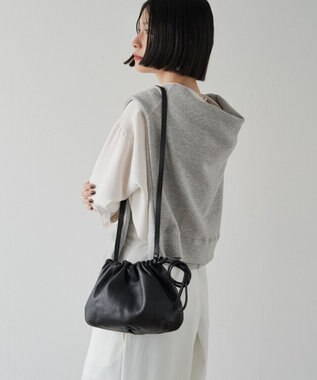 russet レザー巾着4WAYショルダーバッグ(CE-1454) Black