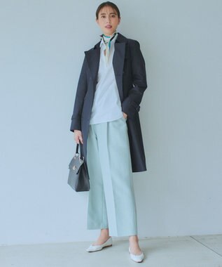 23区 【Oggi4月号掲載/洗える】ハイカウントライトクロス クロップド パンツ スモーキーグリーン系