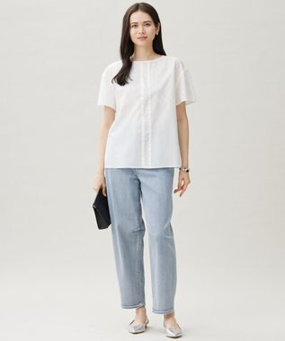 自由区 L 【19号サイズまで展開】ウスカルデニムダーツカーブ パンツ ライトインディゴ