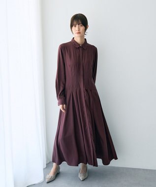 YECCA VECCA タックデザインシャツワンピース Bordeaux