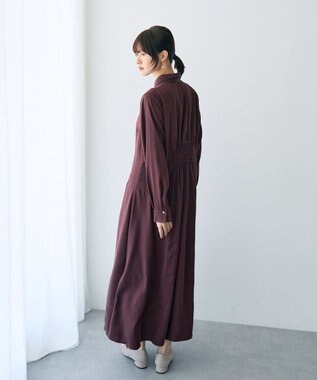 YECCA VECCA タックデザインシャツワンピース Bordeaux