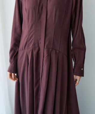 YECCA VECCA タックデザインシャツワンピース Bordeaux