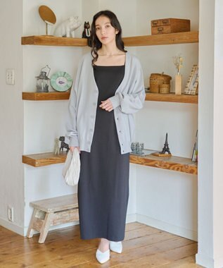 WEGO 【ユニセックス着用ITEM/MLサイズ展開】ドロップショルダーカーディガン ライトグレー